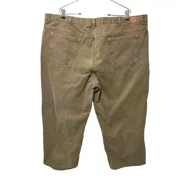 LL Bean men’s warm flannel lined brown jeans size 46 X 24-hemmed - Picture 2 of 8